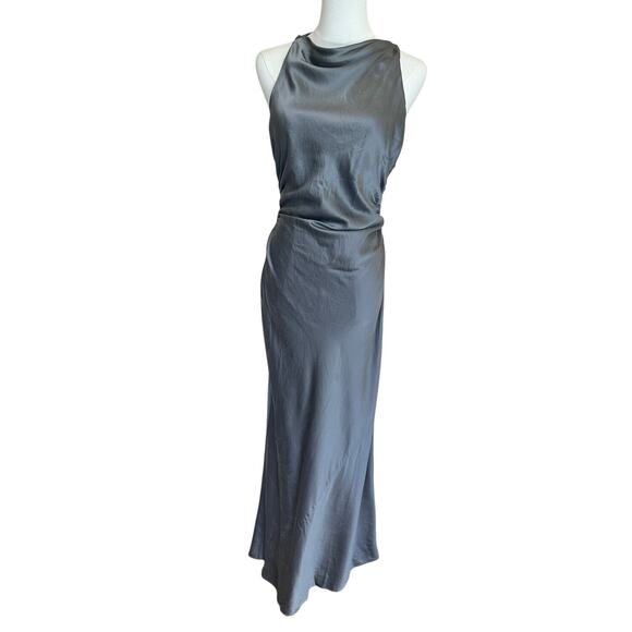 Reformation Silver Casette Silk Midi Dress Size 10 Sheath Bias Cut Designer $348 - Picture 7 of 11